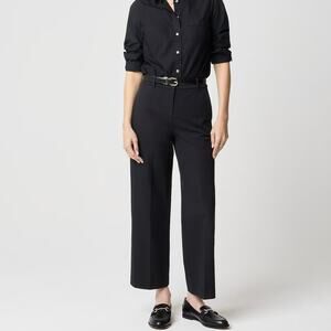 NWT J.Crew Factory Remy Wide-Leg Cropped Stretch Dress Pant In Black 4 Petite